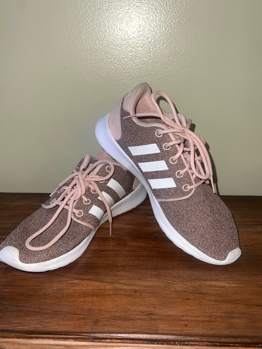 adidas Women’s Pink and White Knit Running Shoes